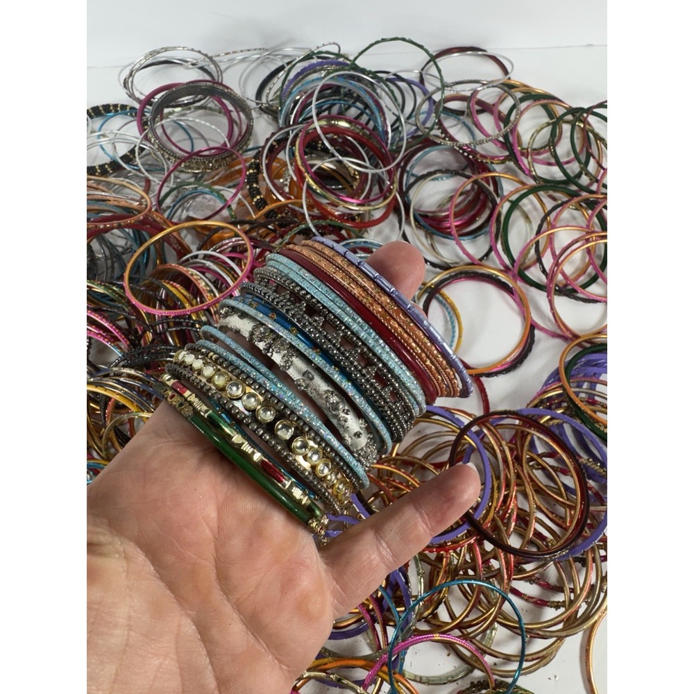 500pc Indian Bollywood Bangle Bracelet Lot Rhinestone Small 2.25-2.625" - Picture 7 of 15